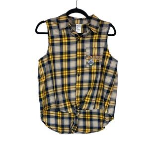 Pacifico palid sleeveless button front tie front blouse